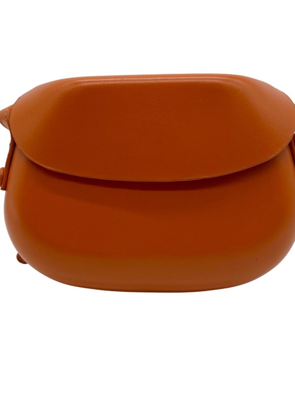 MMS Brands Orange Faux Leather Saddle Crossbody Bag
